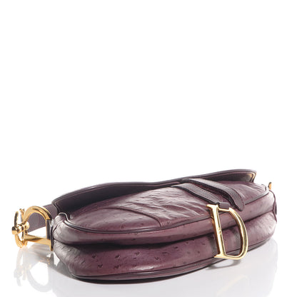 Christian Dior Ostrich Saddle Bag Purple 4 of 10