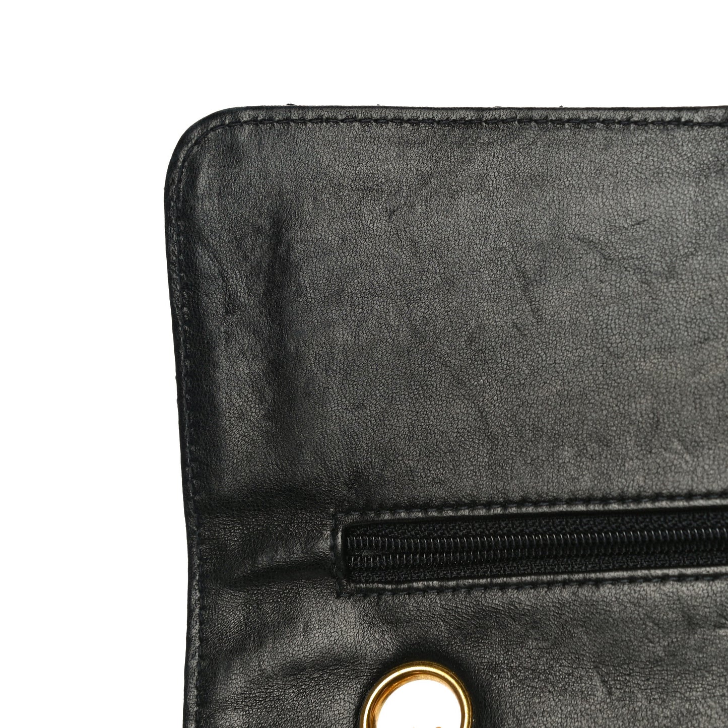 Patent Quilted Medium Double Flap Black