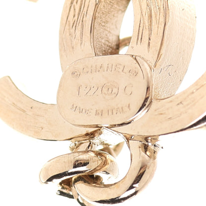 Chanel Metal Crystal CC Chain Cuff Earrings Gold 4 of 5