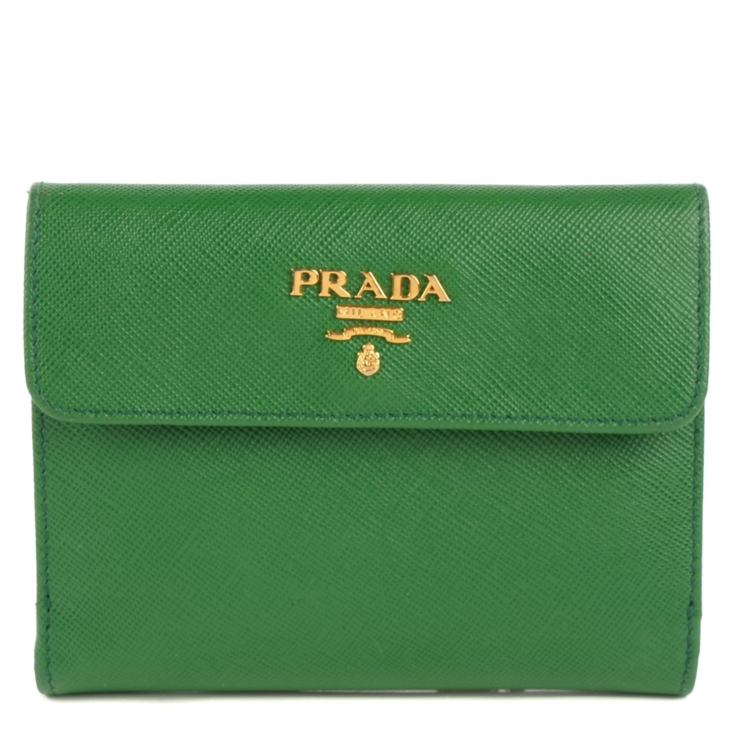 Prada Saffiano Metal Compact Wallet Verde 1 of 9