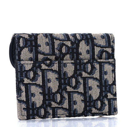Christian Dior Oblique Saddle Card Holder Blue 3 of 11