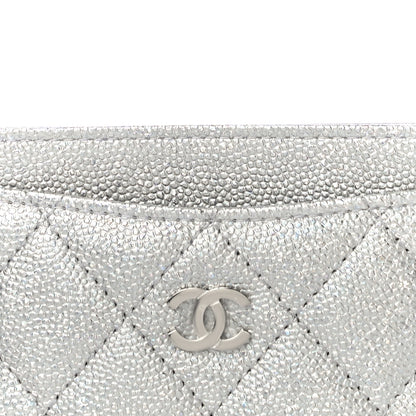 Chanel Metallic Caviar Quilted Card Holder Silver 9 of 12