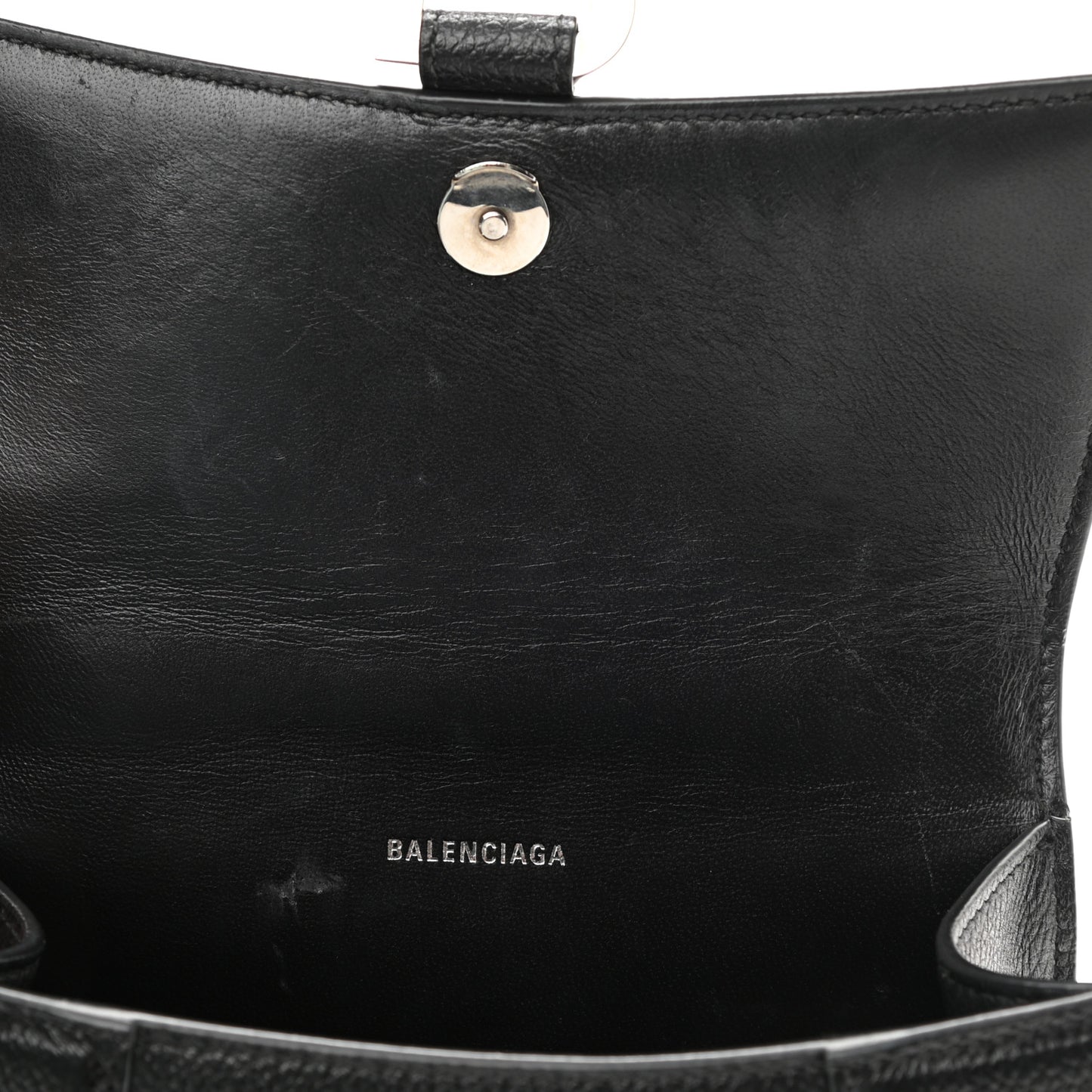Grained Calfskin Hourglass Top Handle Bag XS Black