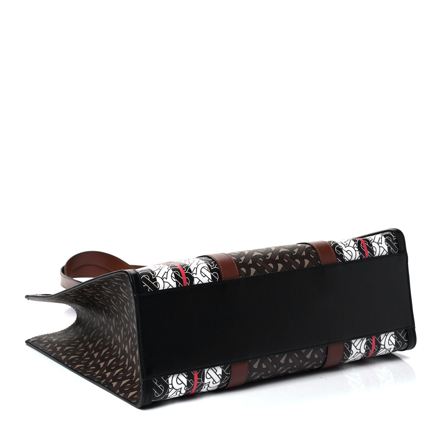E-Canvas Monogram Stripe Book Tote Bridle Brown