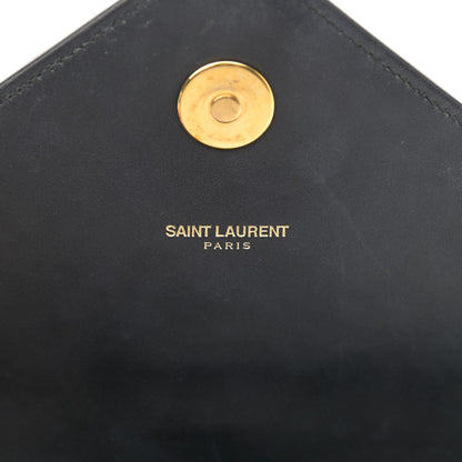 Saint Laurent Calfskin Matelasse Chevron Medium Monogram Satchel Black 7 of 16