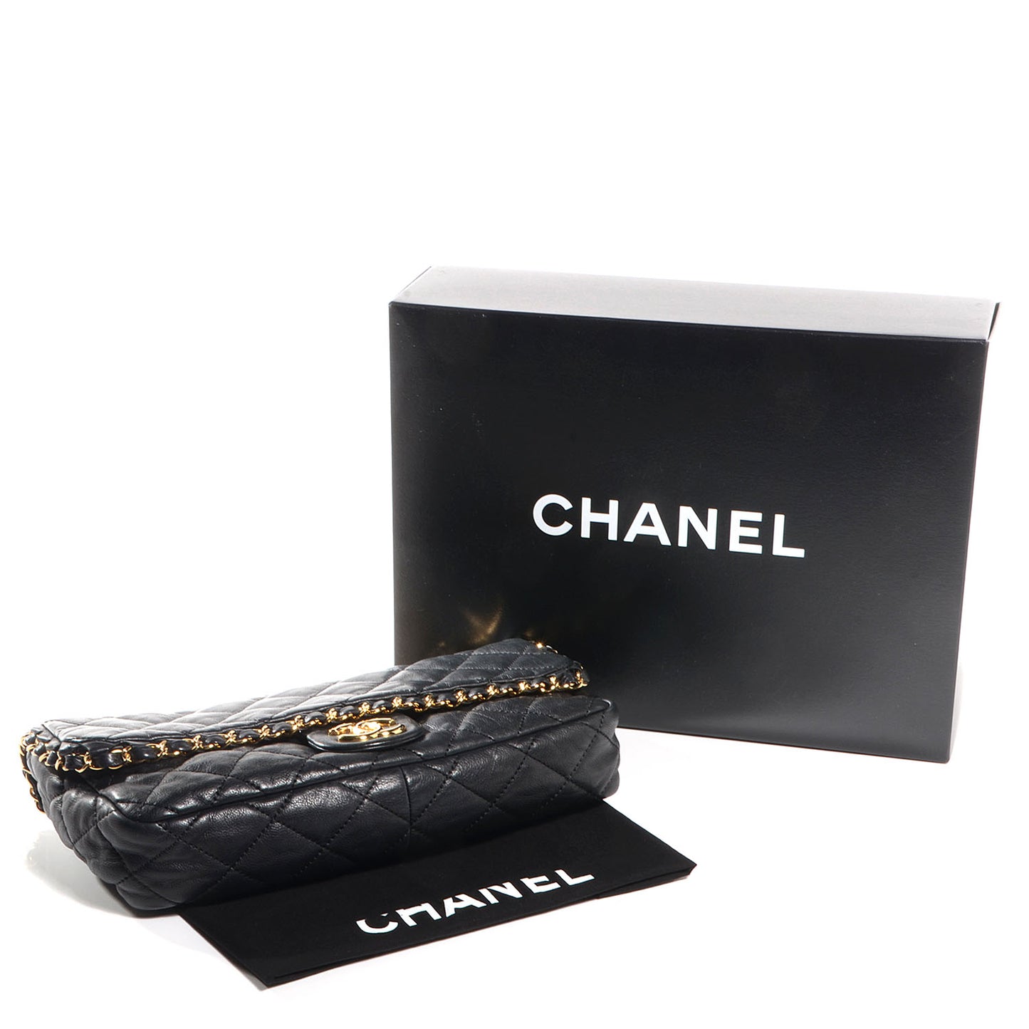 Calfskin Chain Me Medium Flap Black