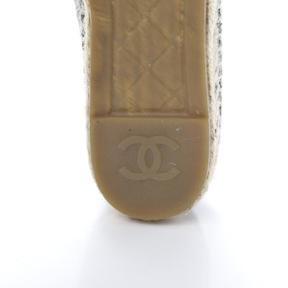 Chanel Tweed Velvet CC Espadrilles 38 Grey Black 8 of 11