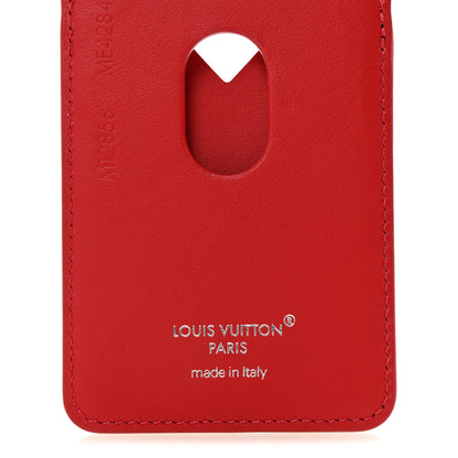 Louis Vuitton Monogram Macassar Magnetic Card Holder Sari Red 6 of 7