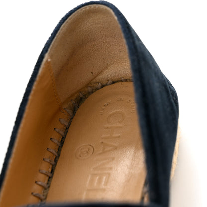 Chanel Velvet CC Espadrilles 36 Dark Navy Black 12 of 14
