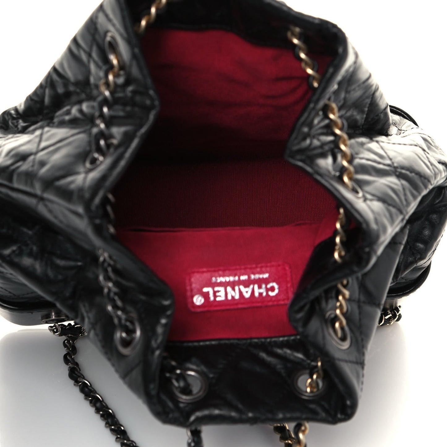 Aged Calfskin Quilted Gabrielle Backpack Black