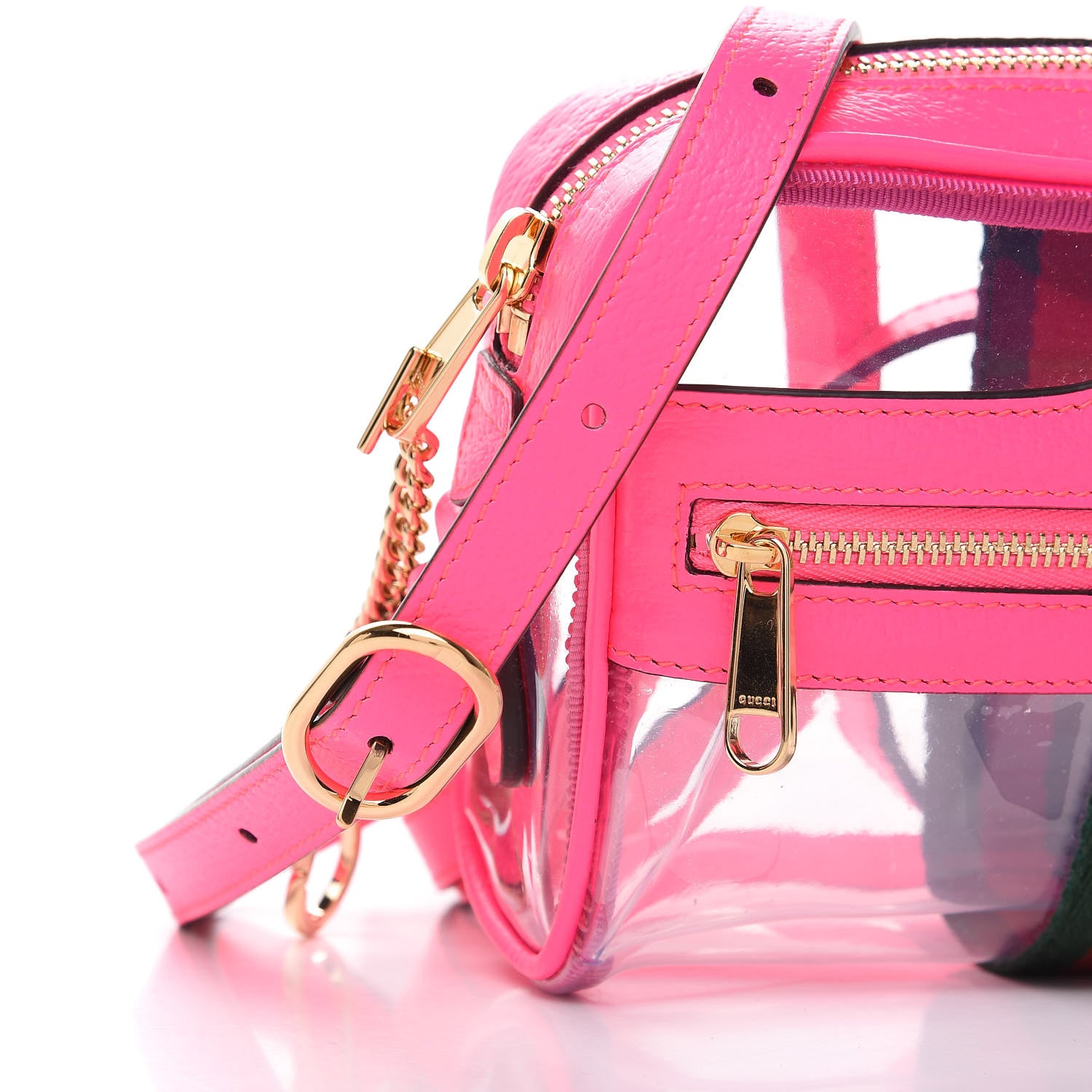 Gucci Vinyl Web Mini Ophidia Transparent Shoulder Bag Fluorescent Fuchsia 12 of 13