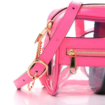 Gucci Vinyl Web Mini Ophidia Transparent Shoulder Bag Fluorescent Fuchsia 12 of 13