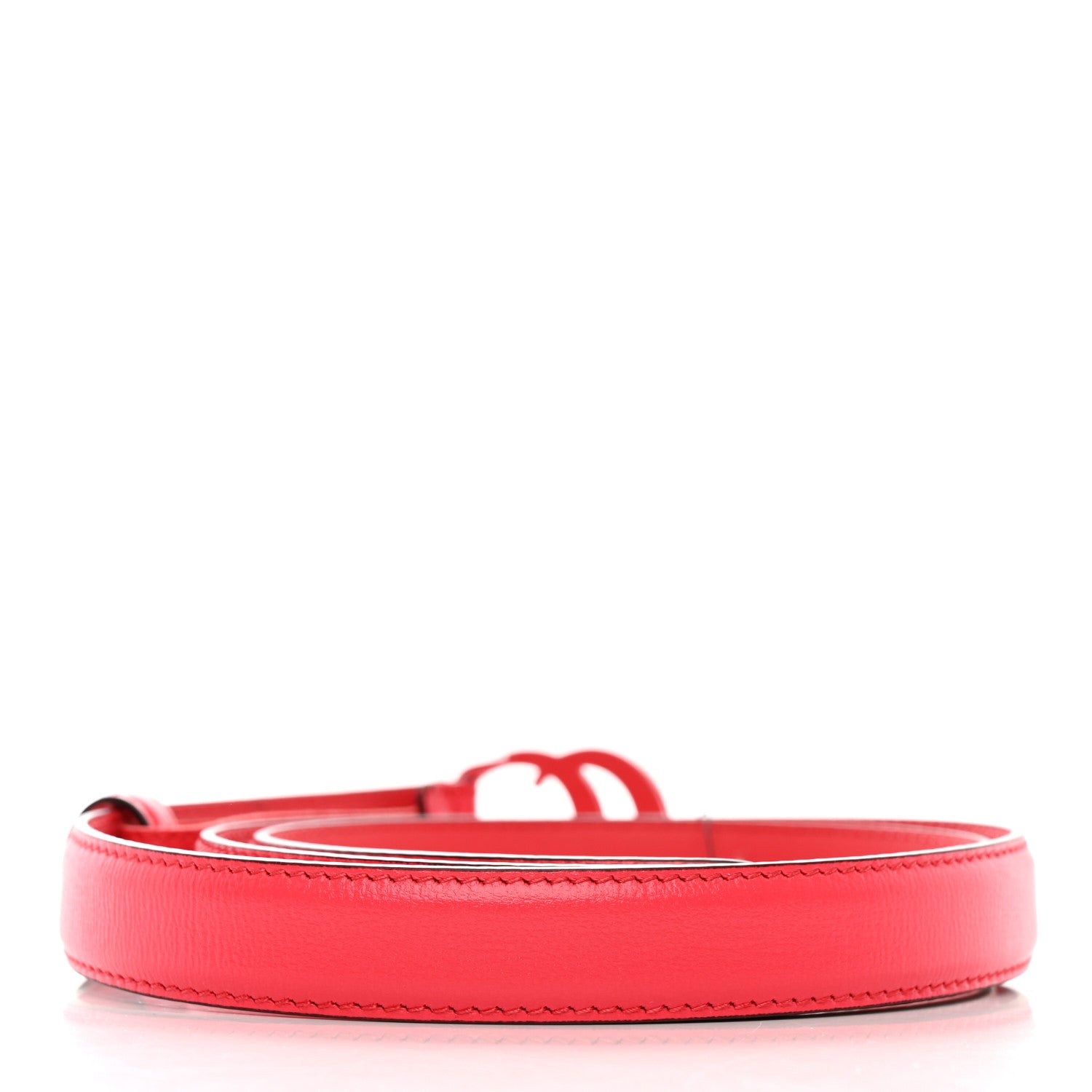 Gucci Azalea Calfskin Enamel Monochrome Double G 20mm Belt 85 34 Runway Coral 2 of 5