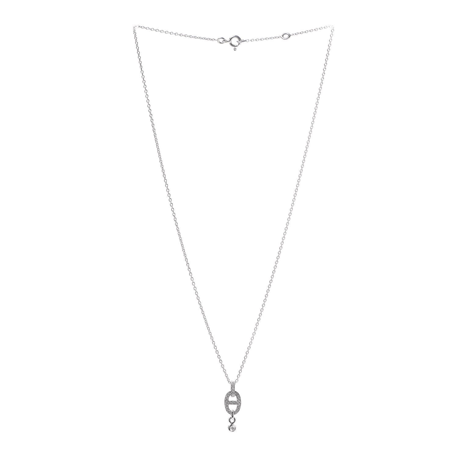 Hermes 18K White Gold Diamond PM Chaine d'Ancre Enchainee Necklace 3 of 6