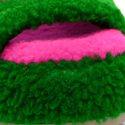 Gucci Shearling Interlocking G Womens Elea Platform Slide Wedge Sandals 38.5 Green Fluo Fuxia Fluo 9 of 10