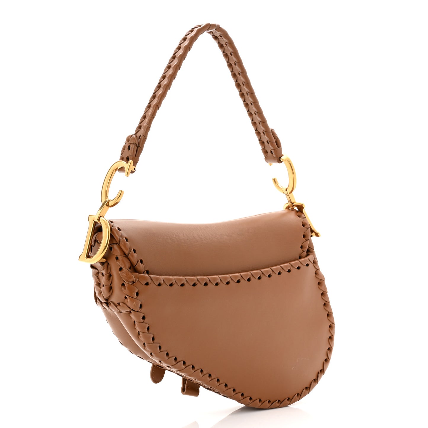 Calfskin Whipstitch Saddle Bag Brown