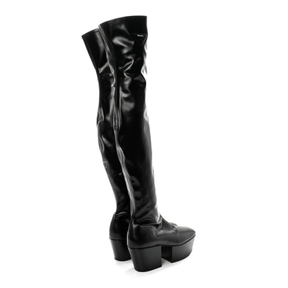 Prada Nappa Tech Logo Over the Knee 70mm Platform Boots 38.5 Black 4 of 11