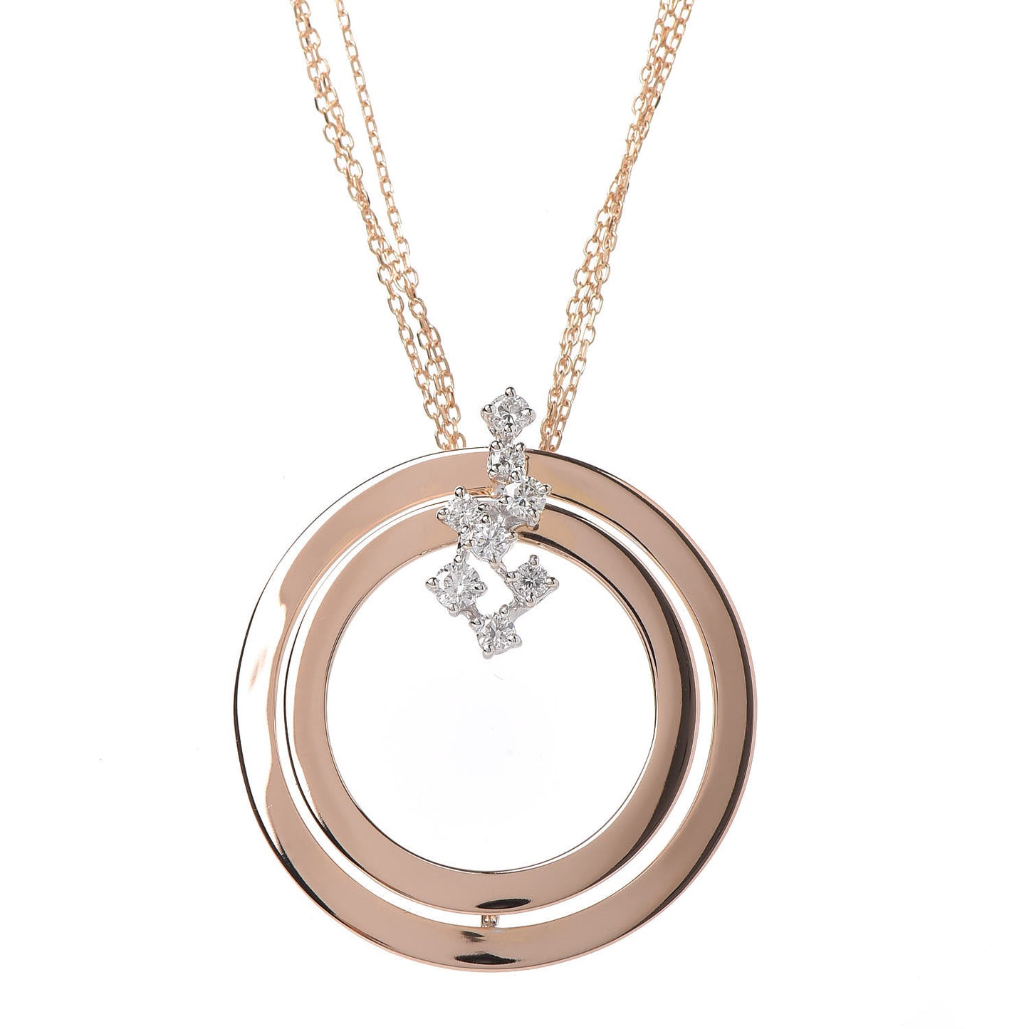18K Pink Gold Diamond Sophia Loren Pendant Necklace