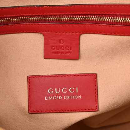Gucci GG Supreme Monogram Kingsnake Heart Embroidered Medium Boston Hibiscus Red 6 of 12