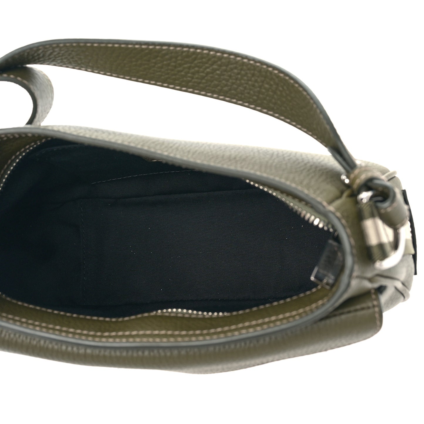 Grained Calfskin Mini Soft Saddle Bag Olive