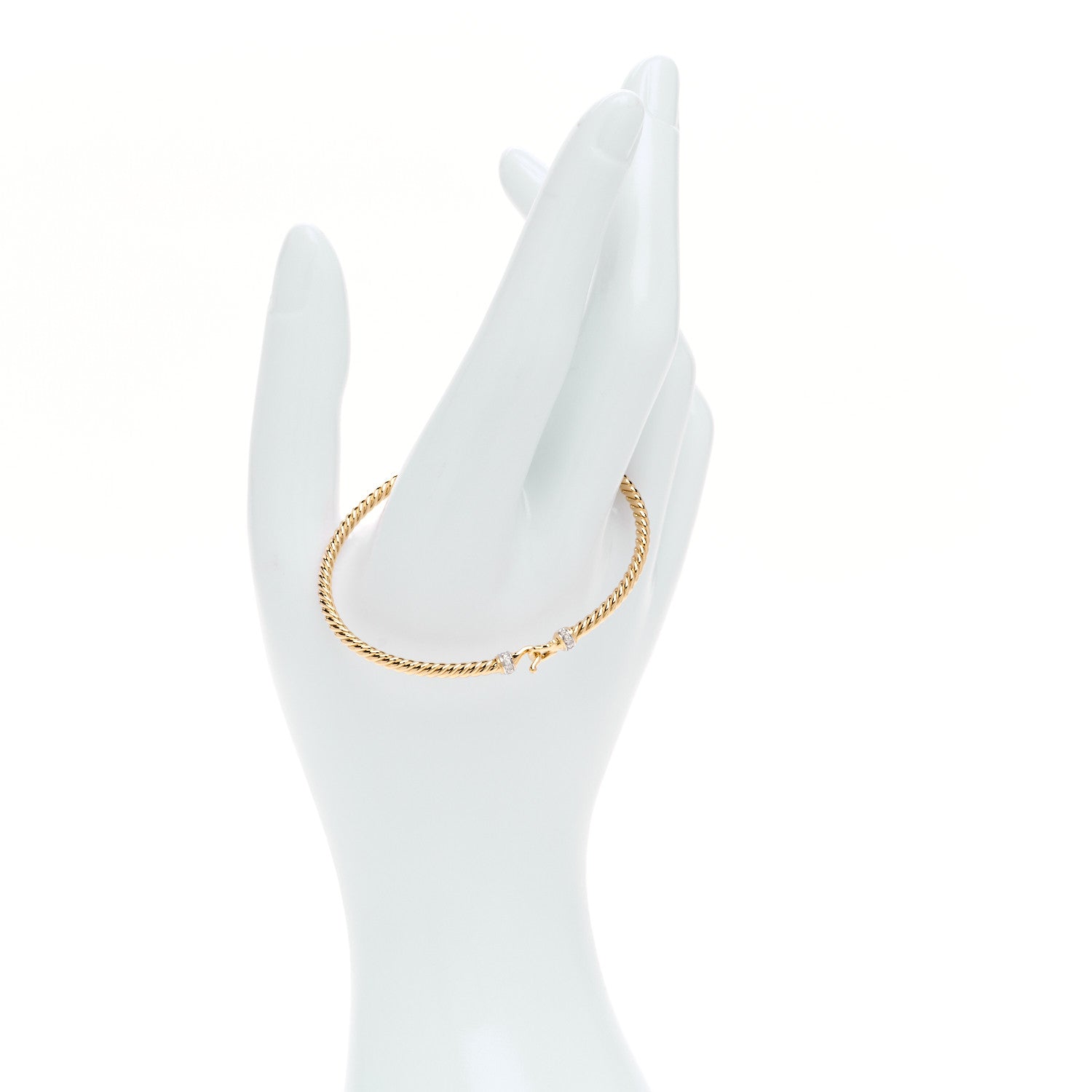 David Yurman 18K Yellow Gold Diamond 2.6mm Cable Collectibles Buckle Bracelet 2 of 5