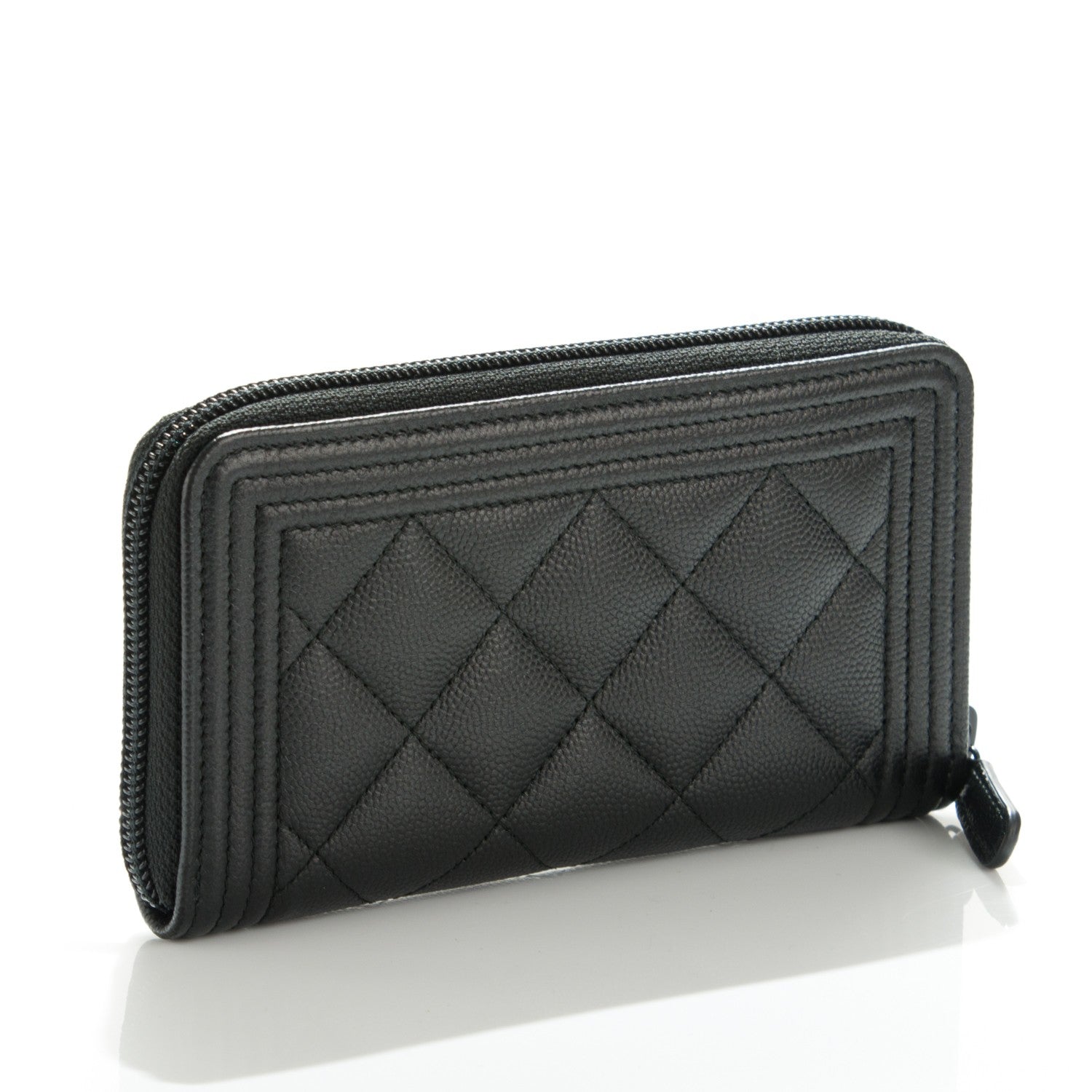 Chanel Caviar Quilted Small Boy Zip Around Wallet So Black 3 of 8