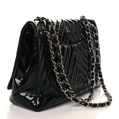 Chanel Patent Chevron Quilted Maxi Single Flap Black 3 of 11