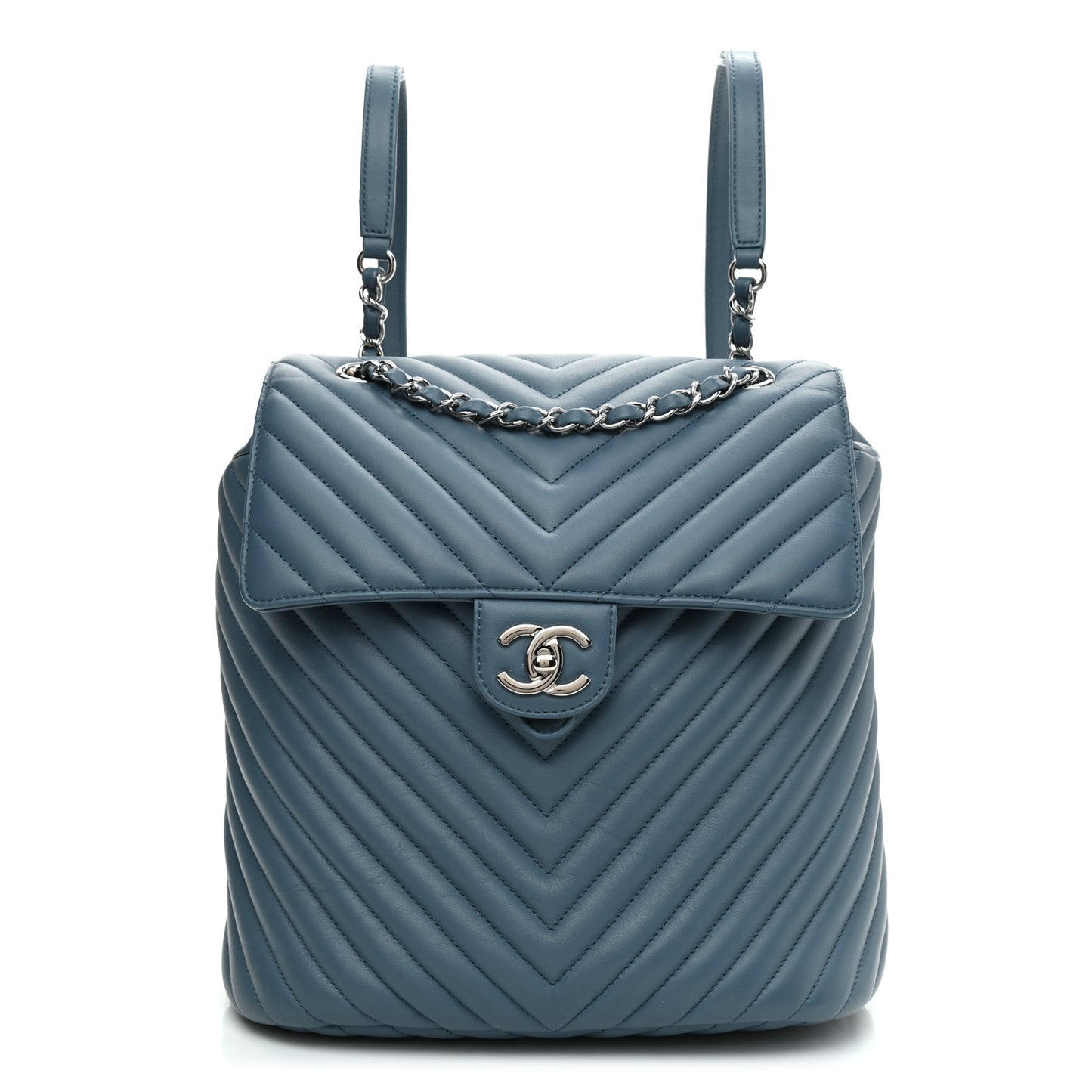 Calfskin Chevron Quilted Large Urban Spirit Backpack Light Blue