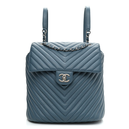 Chanel Calfskin Chevron Quilted Large Urban Spirit Backpack Light Blue 1 of 9