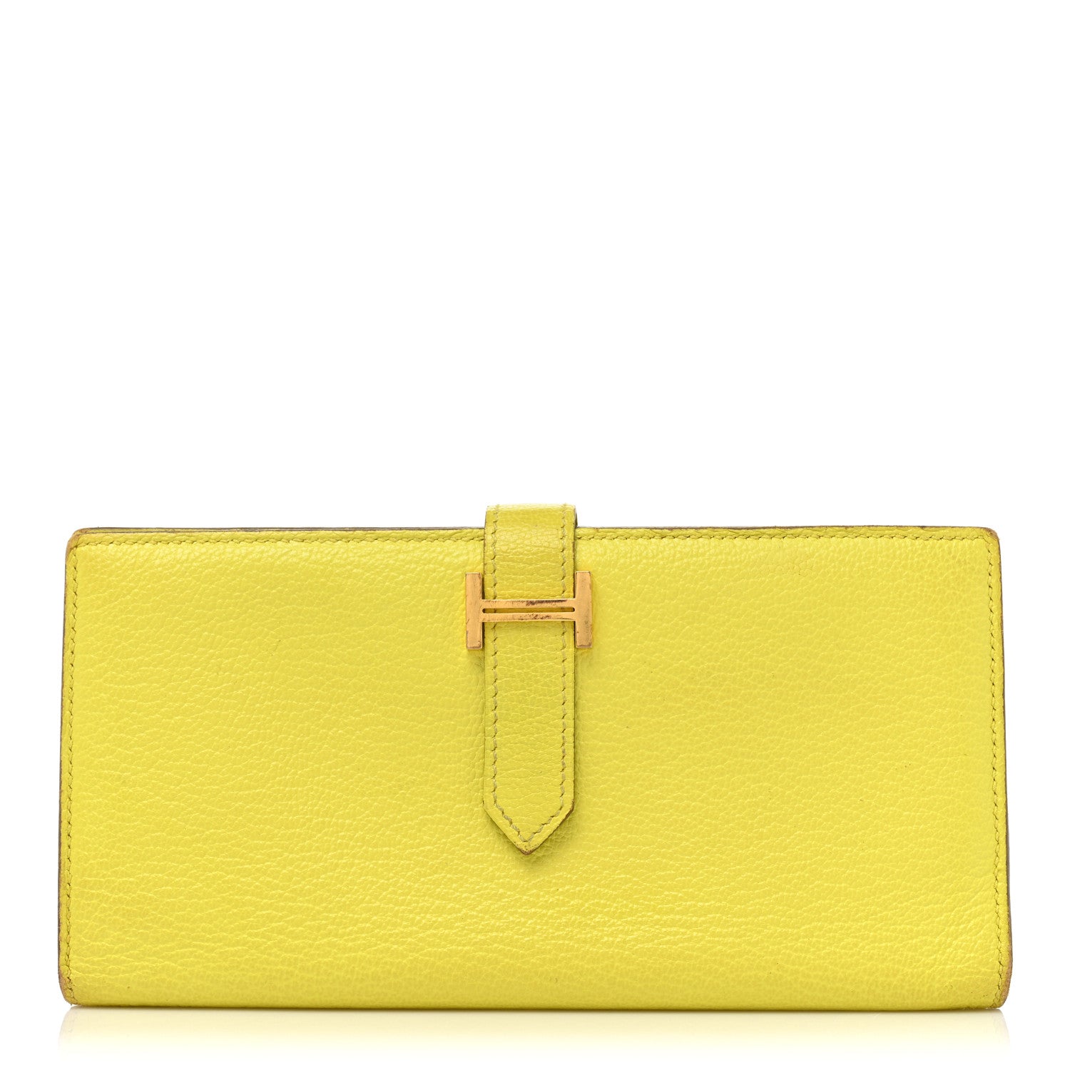 Hermes Chevre Mysore Bearn Gusset Wallet Lime 1 of 15