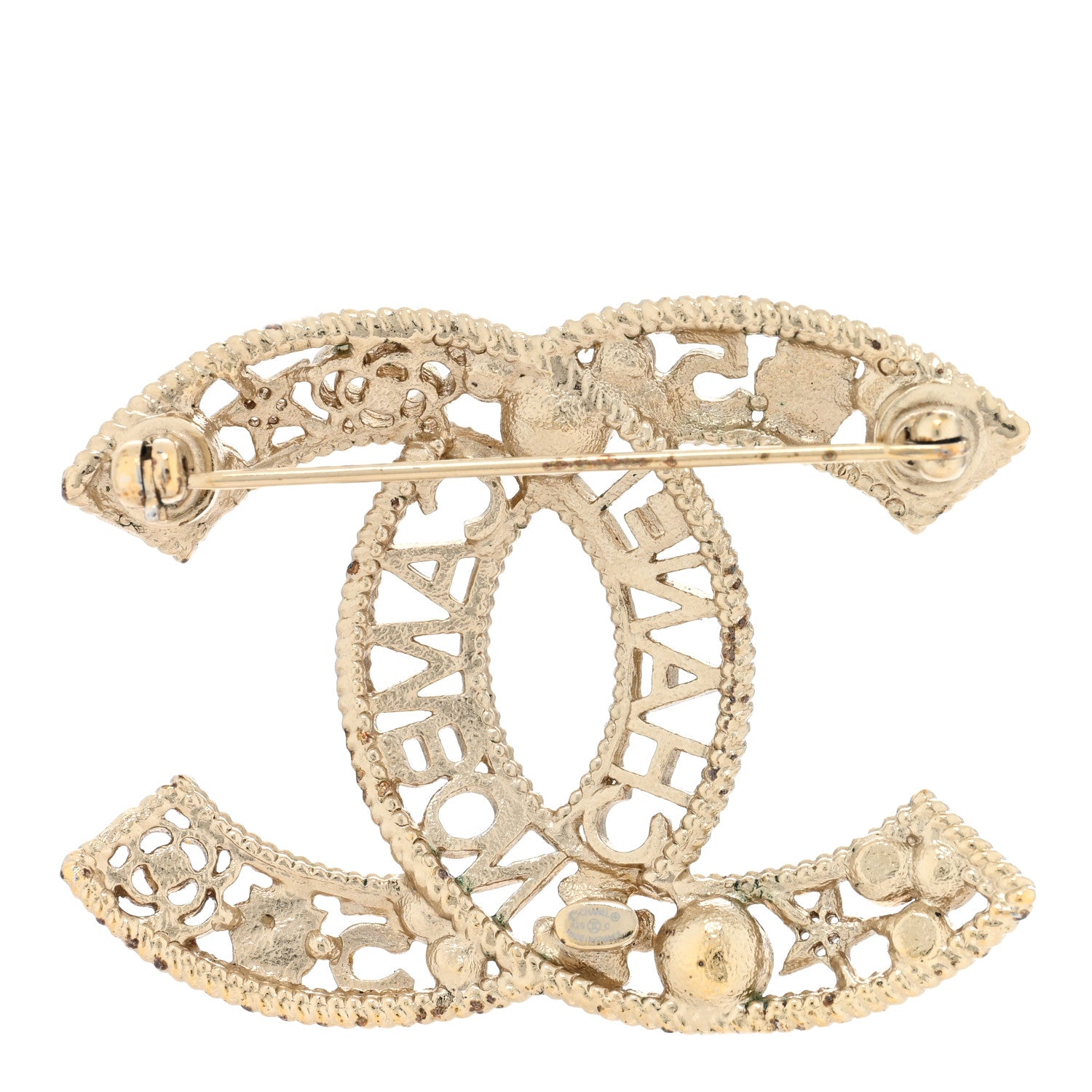 Chanel Crystal Pearl Chanel Charms CC Logo Brooch Gold 3 of 5