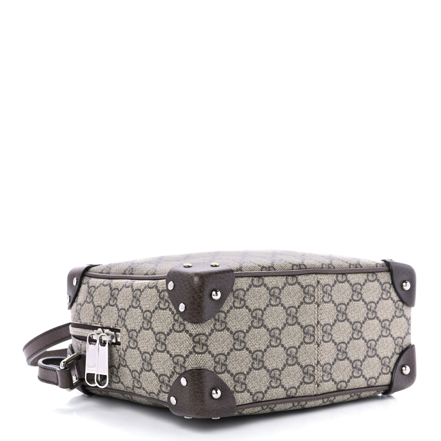GG Supreme Monogram Textured Calfskin Square Messenger Bag Beige Ebony New Acero