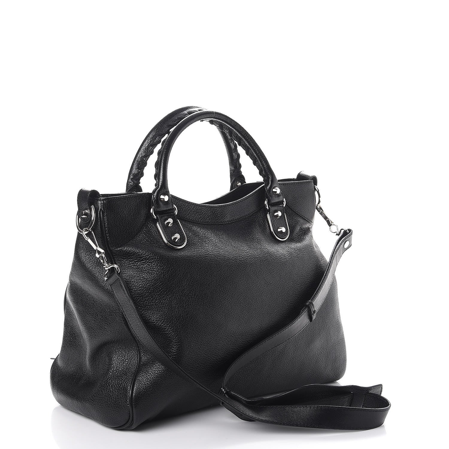 Balenciaga Chevre Silver Metallic Edge Hardware Velo Black 3 of 7