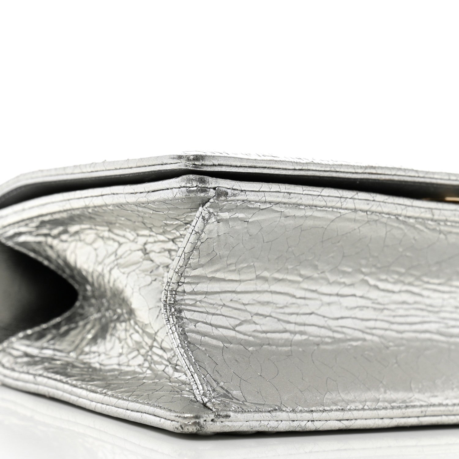 Christian Dior Metallic Ceramic Effect Deerskin Small Diorama Flap Bag Silver 10 of 13