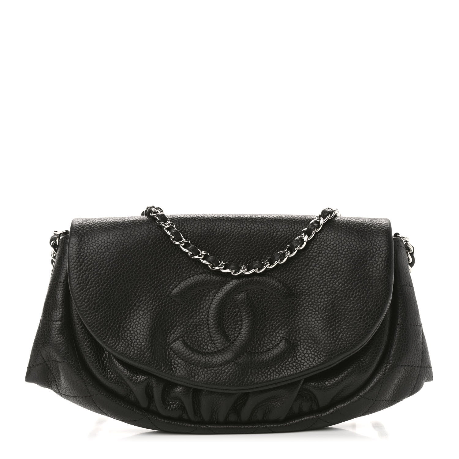 Chanel Caviar Half Moon Wallet On Chain WOC Black 1 of 10