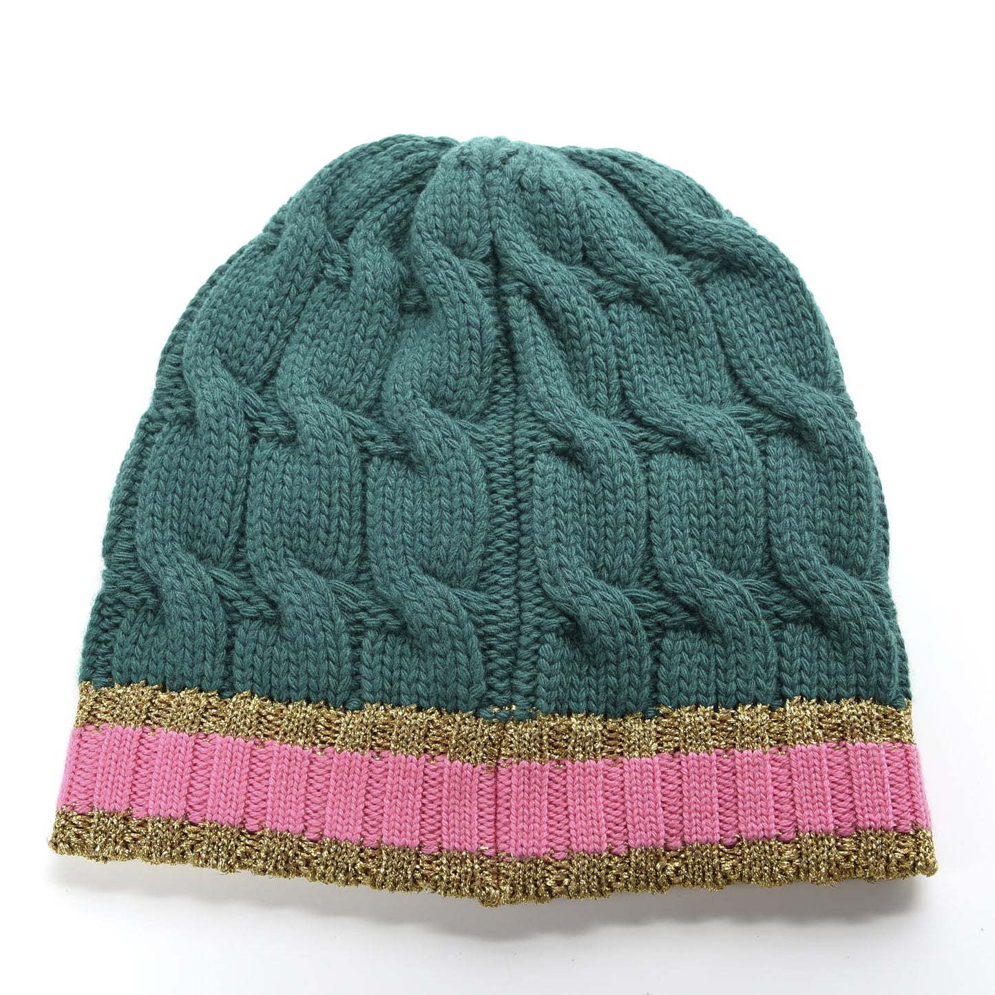 Wool Cashmere Polyamide Cable Knit Bonhate Beanie Hat M Grass Green Pink