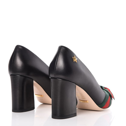 Gucci Calfkin Web Bow Pumps 37 Black 4 of 9