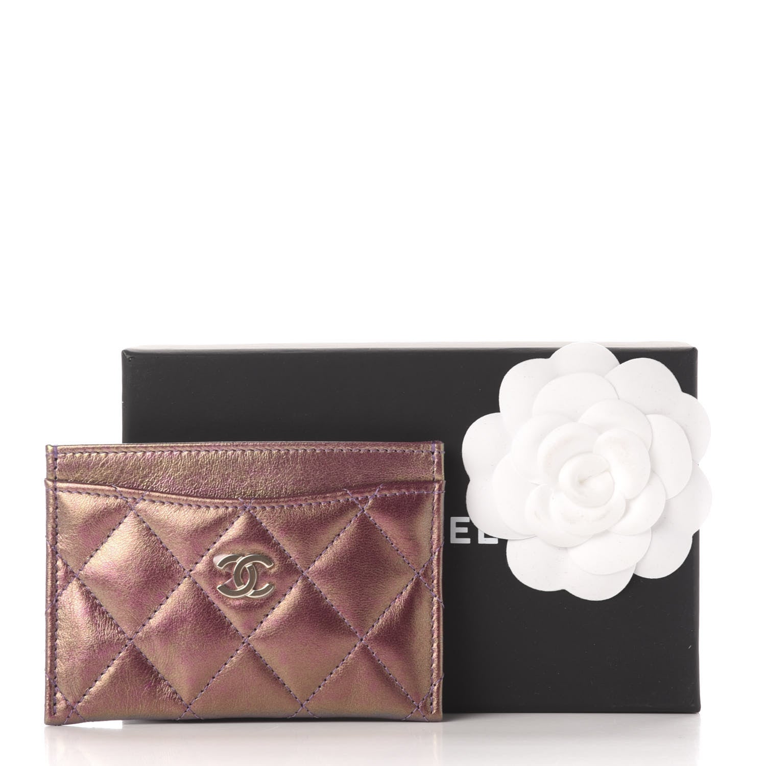 Chanel Iridescent Lambskin Quilted Card Holder Purple 9 of 9