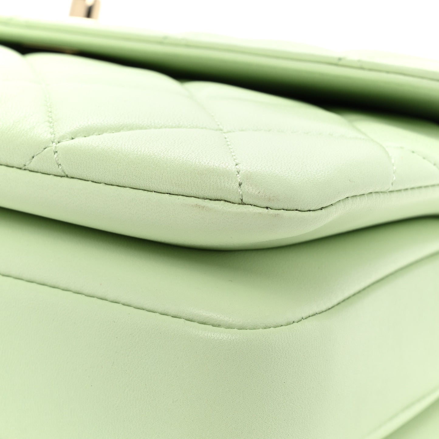 Lambskin Quilted Small Trendy CC Flap Dual Handle Bag Light Green