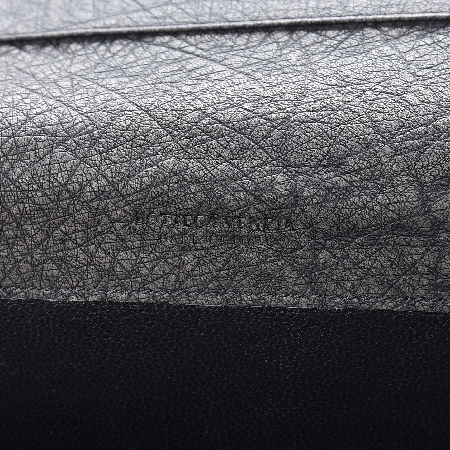 Ostrich Intrecciato Flap Wallet Ardoise