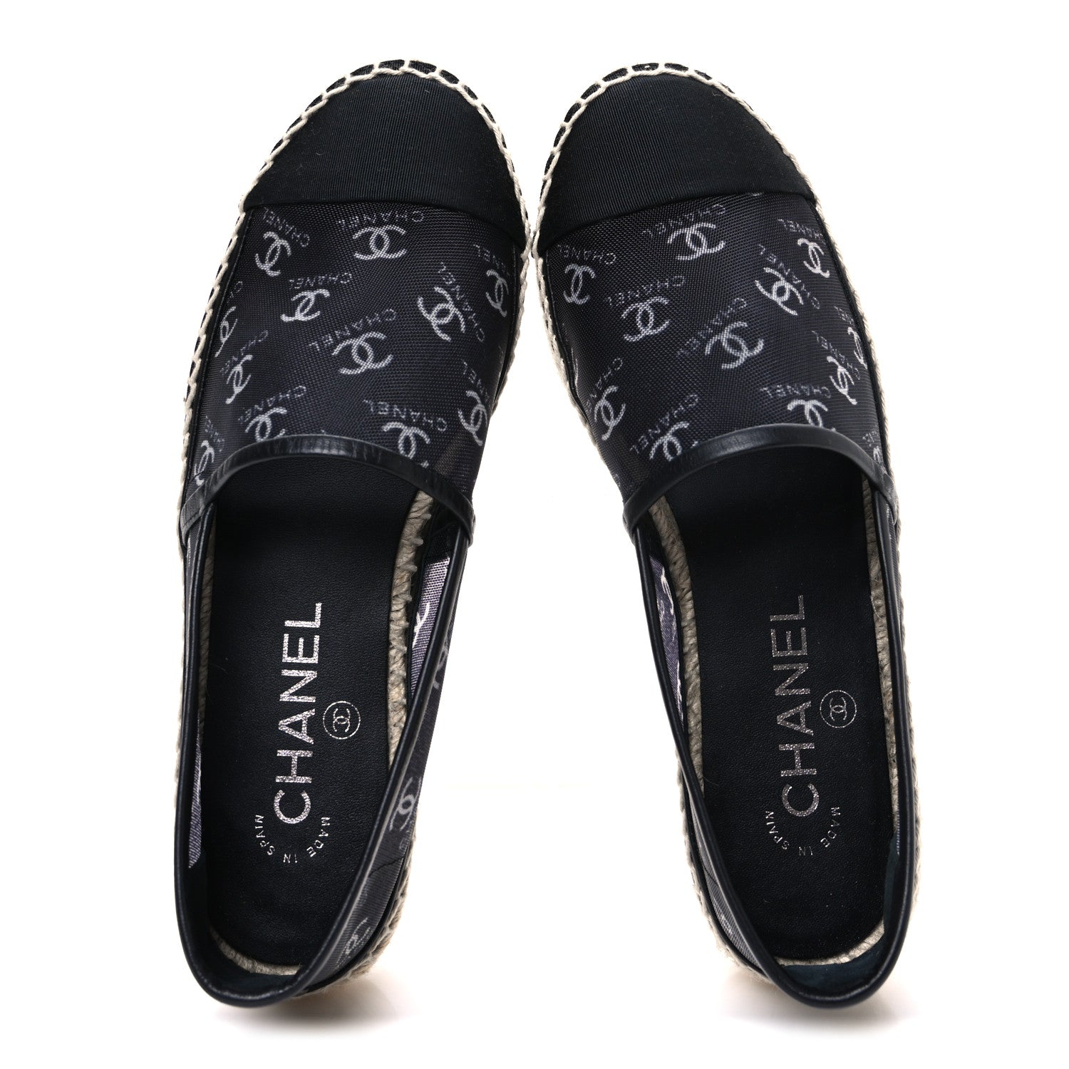 Chanel Mesh Grosgrain CC Espadrilles 36 Black White 2 of 9