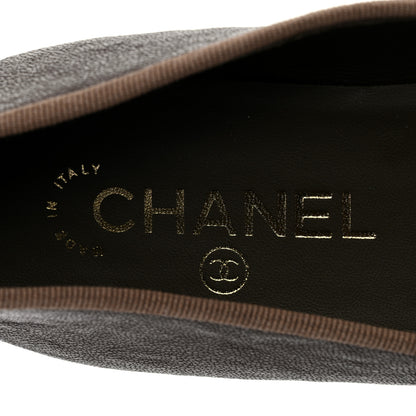 Chanel Caviar CC Cap Toe Ballerina Flats 37 Brown 6 of 9