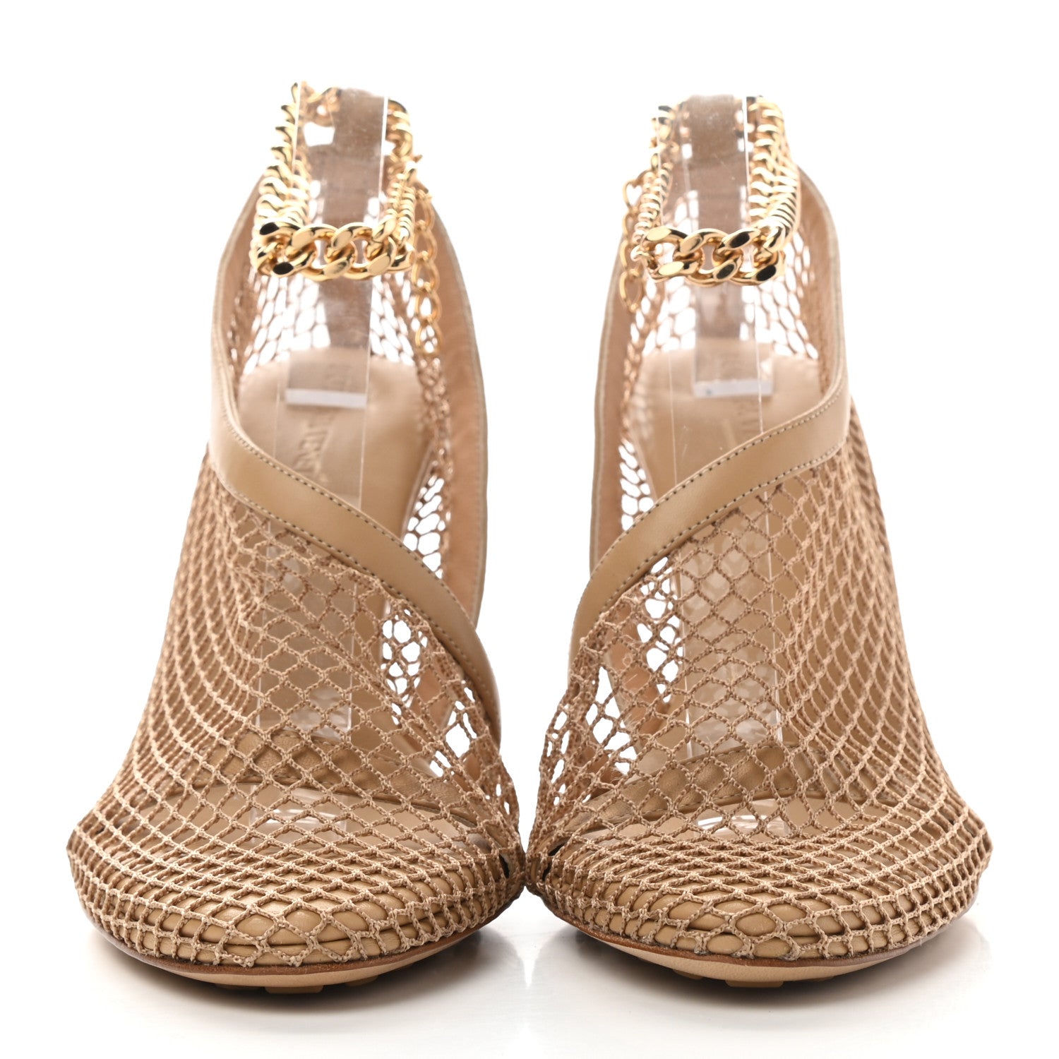 Bottega Veneta Mesh Nappa Chunky Chain Sandals 40 Beige Pony 2 of 8