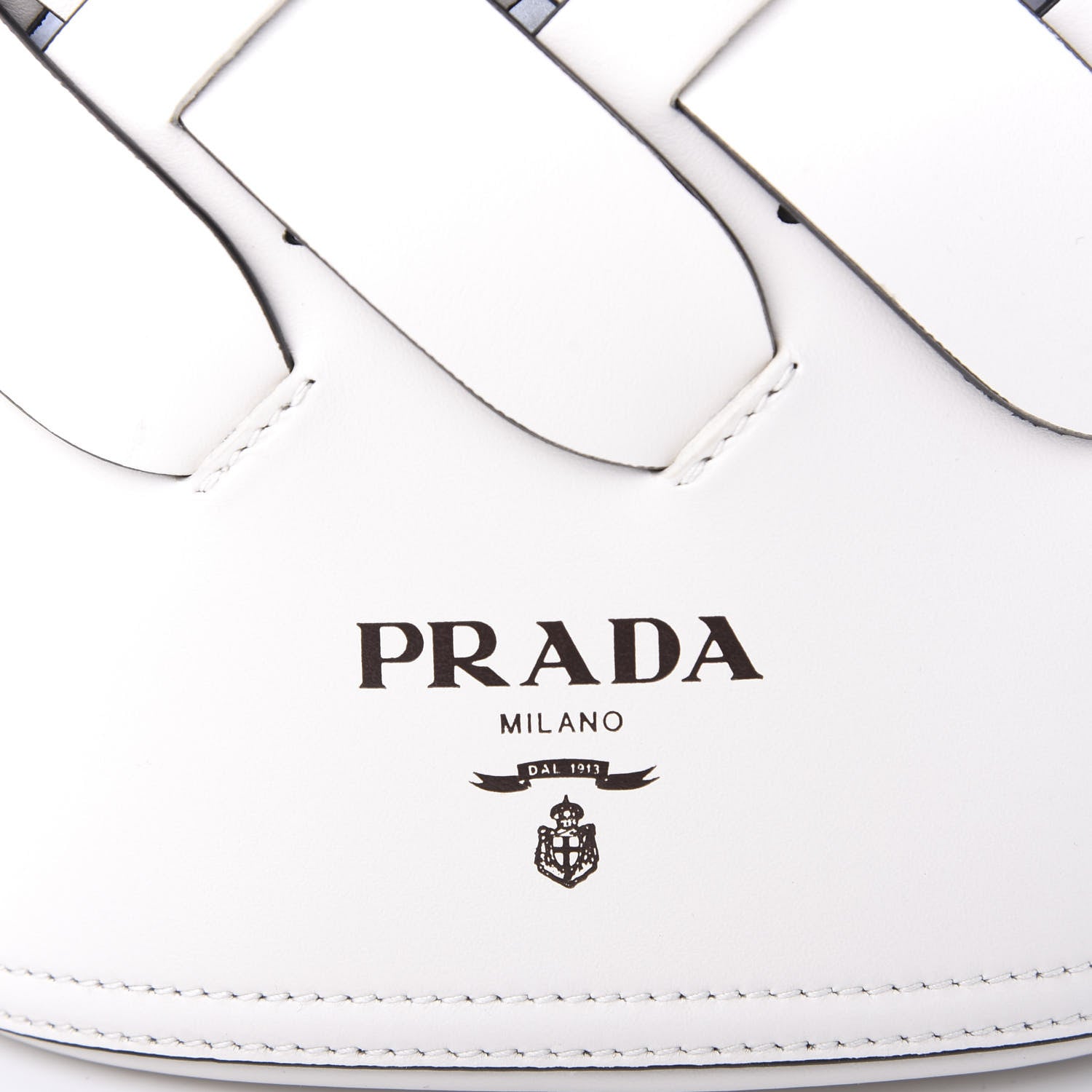 Prada Vitello Intreccio Bucket Bag White 9 of 9