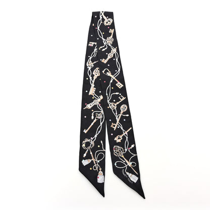 Hermes Silk Les Cles A Pois Twilly Black Beige Rose Multicolor 2 of 4