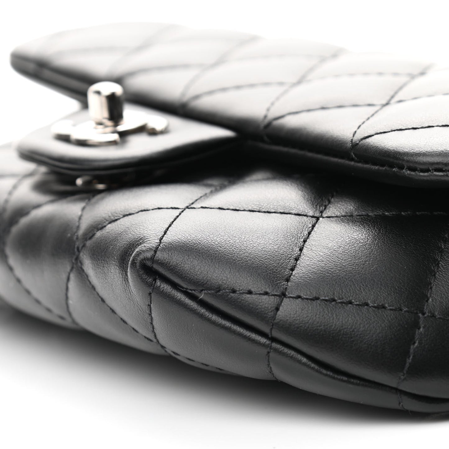 Calfskin Quilted CC Uniform Flap Belt Bag Black