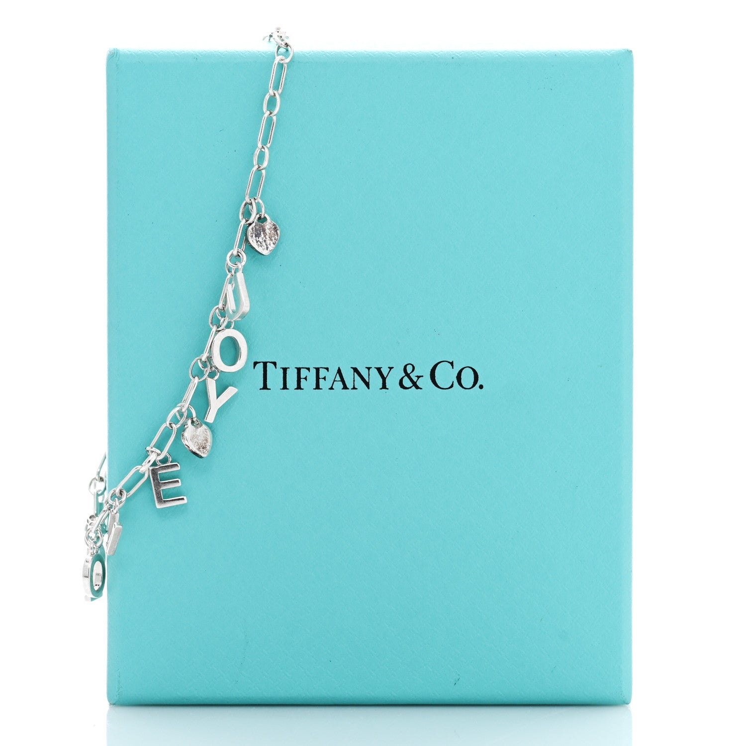 Tiffany Sterling Silver Enamel I Love You Charm Bracelet Blue 4 of 4