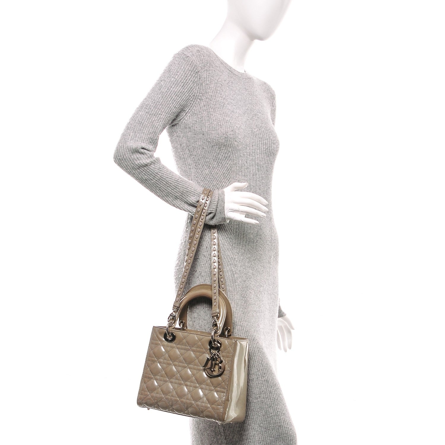 Christian Dior Patent Cannage Medium Lady Dior Grey 2 of 10