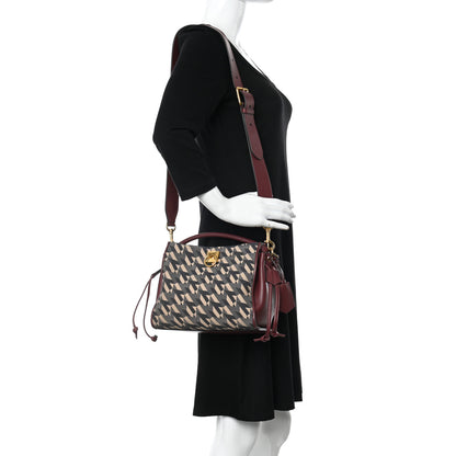 Mulberry Calfskin Canvas Print Small Iris Tote Crimson 2 of 11