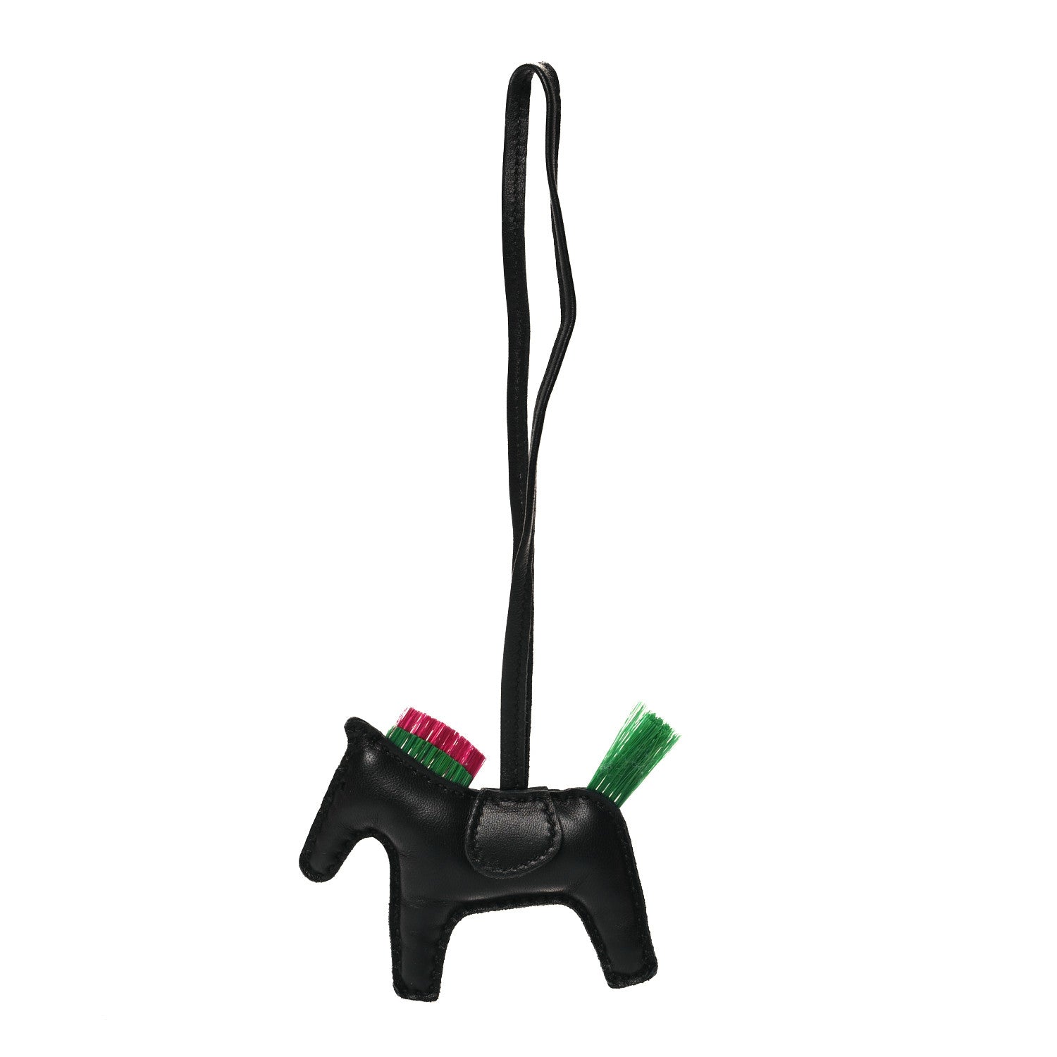 Hermes Milo Lambskin Horse Hair Grigri Rodeo Punk Horse Bag Charm PM Black Menthe Magnolia 1 of 6